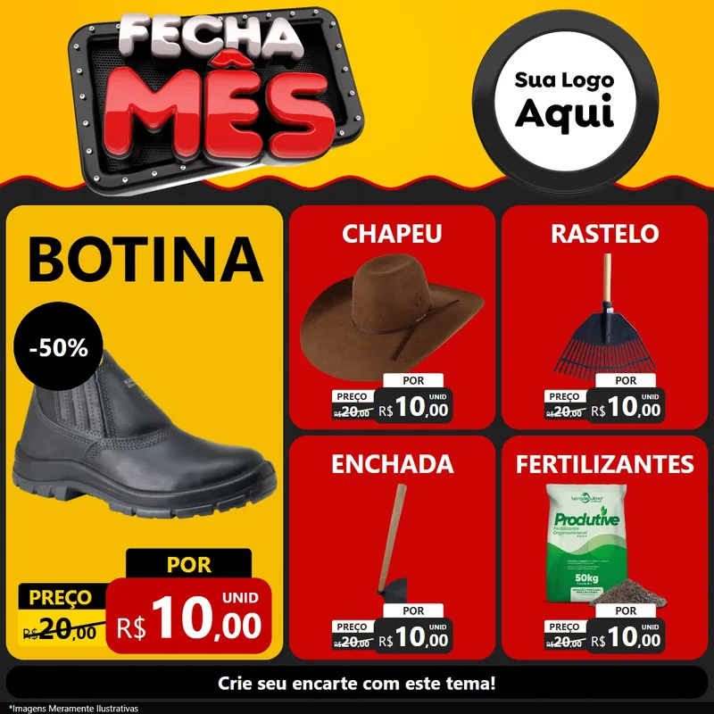 Modelo de Rede Social para Feed Facebook com o tema Fecha Mês para Agropecuária