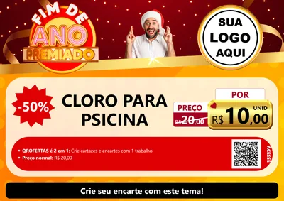 Modelo de Cartaz para Cartaz A4 Horizontal com o tema Fim de Ano Premiado para Produtos para Piscina