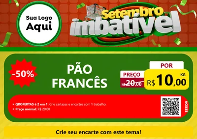 Modelo de Cartaz para Cartaz A4 Horizontal com o tema Setembro Imbatível para Padaria