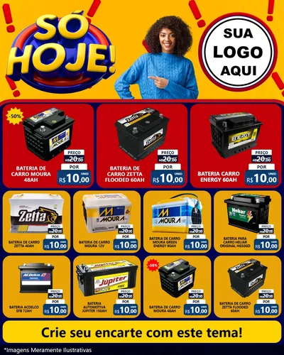 Modelo de Rede Social para Feed Instagram com o tema Só Hoje! para Baterias Elétricas