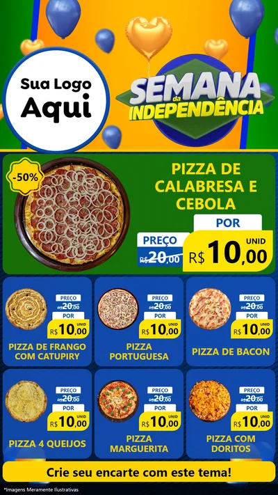 Modelo de Rede Social para Stories com o tema Semana da Independência para Pizzaria