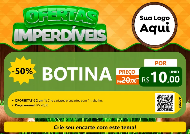 Modelo de Cartaz para Cartaz A4 Horizontal com o tema Ofertas Imperdíveis para Agropecuária