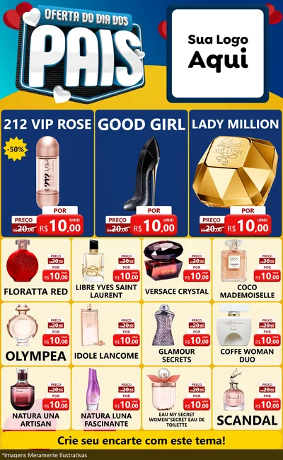 Modelo de Encarte para Encarte Grande com o tema Oferta Do Dia Dos Pais para Perfumes