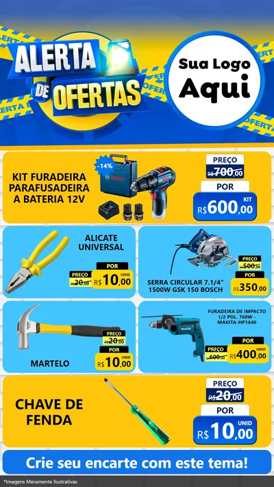 Modelo de TV para TV Vertical com o tema Alerta de Ofertas para Maquinas e Ferramentas