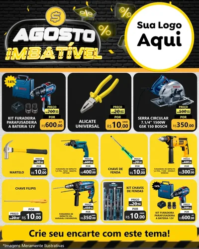 Modelo de Rede Social para Feed Instagram com o tema Agosto Imbatível para Maquinas e Ferramentas
