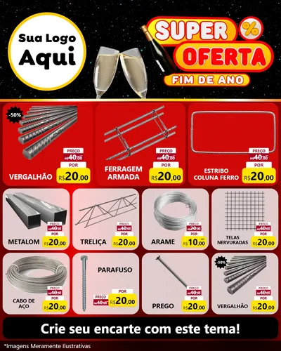 Modelo de Rede Social para Feed Instagram com o tema Super Oferta Fim de Ano para Ferragens