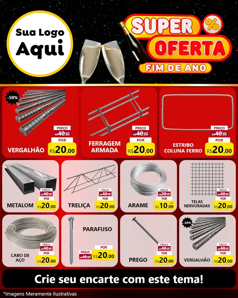 Modelo de Rede Social para Feed Instagram com o tema Super Oferta Fim de Ano para Ferragens