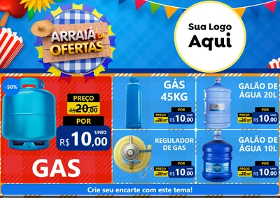 Modelo de Encarte para Encarte A4 Horizontal com o tema Arraiá de Ofertas para Água e gás