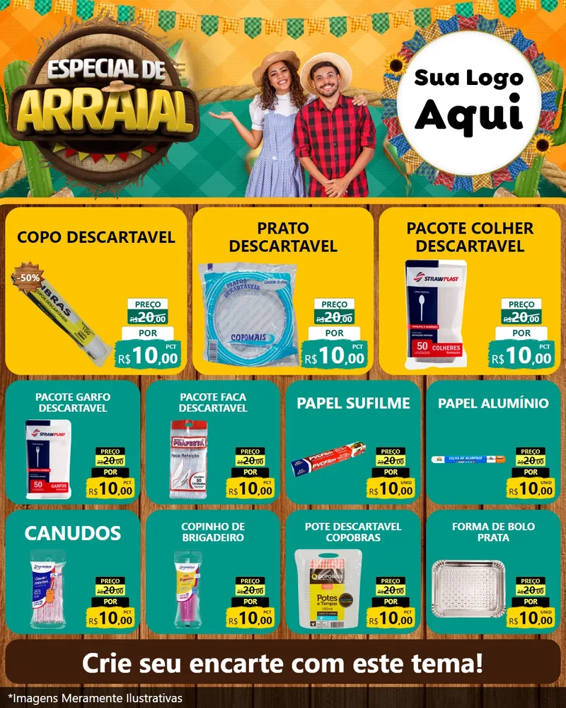 Modelo de Rede Social para Feed Instagram com o tema Especial De Arraial para Embalagens