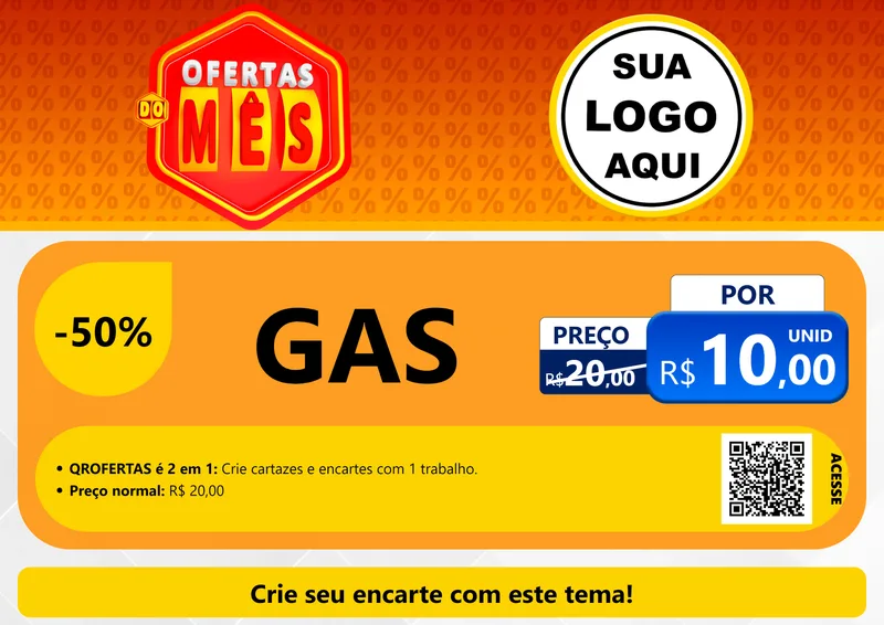 Modelo de Cartaz para Cartaz A4 Horizontal com o tema Ofertas do Mês para Água e gás