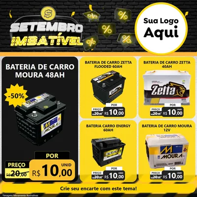 Modelo de Rede Social para Feed Facebook com o tema Setembro Imbatível para Baterias Elétricas