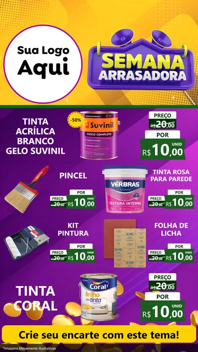 Modelo de TV para TV Vertical com o tema Semana Arrasadora para Tintas e Ferramentas