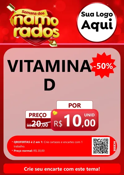 Modelo de Cartaz para Cartaz A4 Vertical com o tema Semana dos namorados para Farmácia