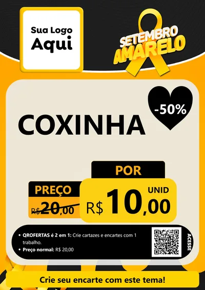 Modelo de Cartaz para Cartaz A4 Vertical com o tema Setembro Amarelo para Salgadaria