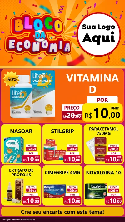 Modelo de Rede Social para Stories com o tema Bloco da Economia para Farmácia