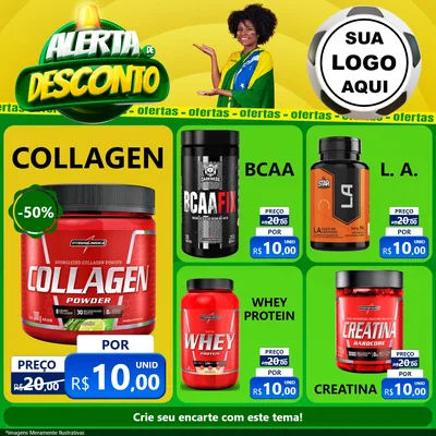 Modelo de Rede Social para Feed Facebook com o tema Alerta de Desconto para Suplementos alimentares