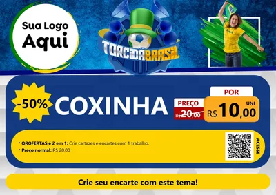 Modelo de Cartaz para Cartaz A4 Horizontal com o tema Torcida Brasil - Copa para Salgadaria
