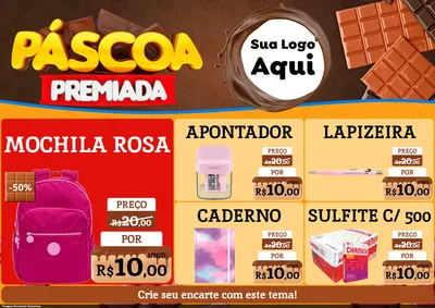 Modelo de Encarte para Encarte A4 Horizontal com o tema Páscoa Premiada para Papelaria