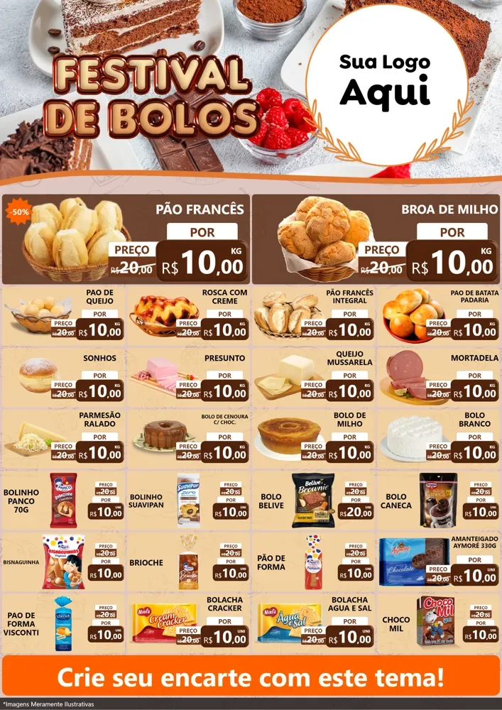 Modelo de Encarte para Encarte A4 Vertical com o tema Festival de Bolos para Padaria
