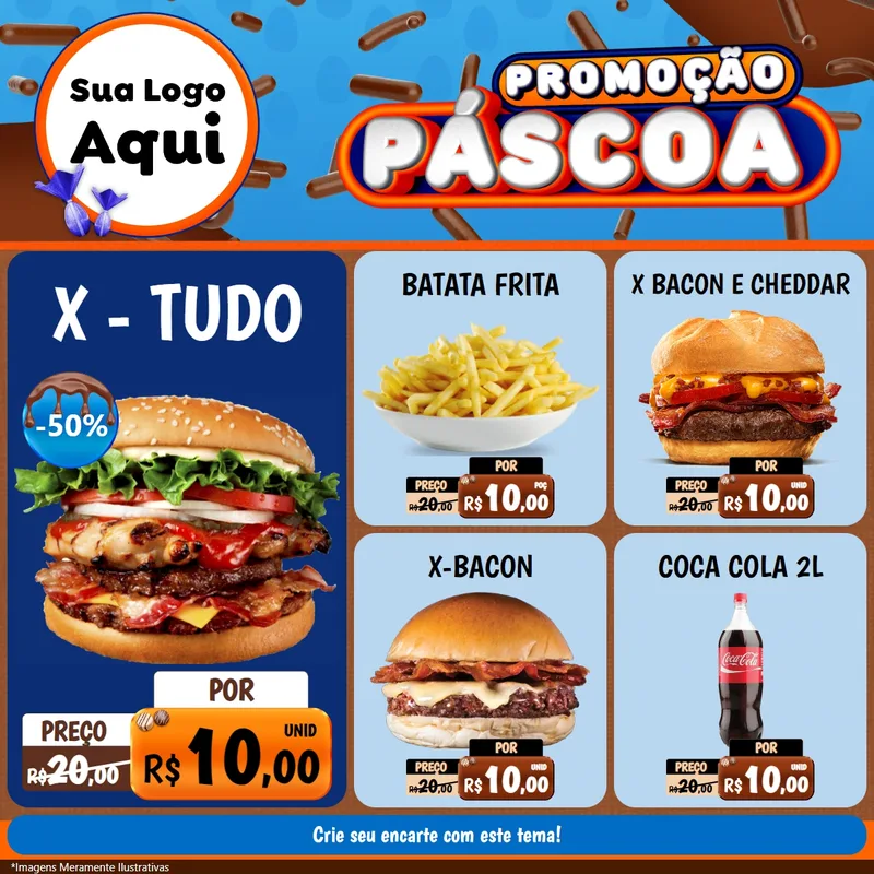 Modelo de Rede Social para Feed Facebook com o tema Promoção Páscoa para Hamburgueria