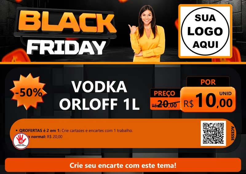 Modelo de Cartaz para Cartaz A4 Horizontal com o tema Black Friday para Distribuidora de bebidas