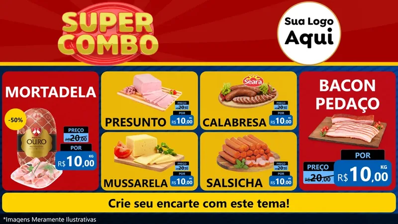 Modelo de TV para TV Horizontal com o tema Super Combo para Frios e Laticínios