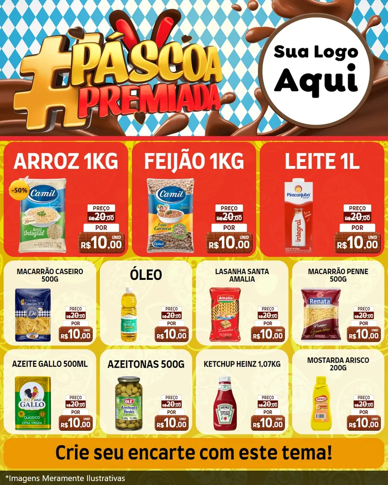 Modelo de Rede Social para Feed Instagram com o tema Páscoa Premiada para Supermercado