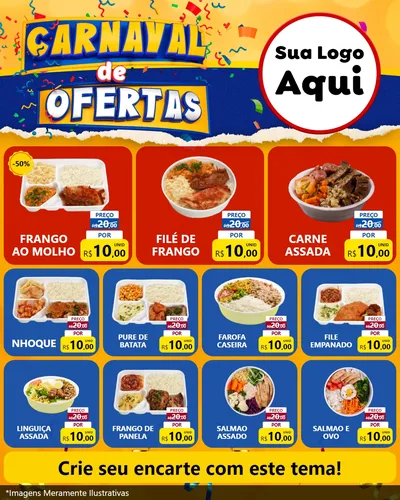 Modelo de Rede Social para Feed Instagram com o tema Carnaval de Ofertas para Restaurante