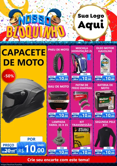Modelo de Encarte para Encarte A4 Vertical com o tema Nosso Bloquinho para Moto peças