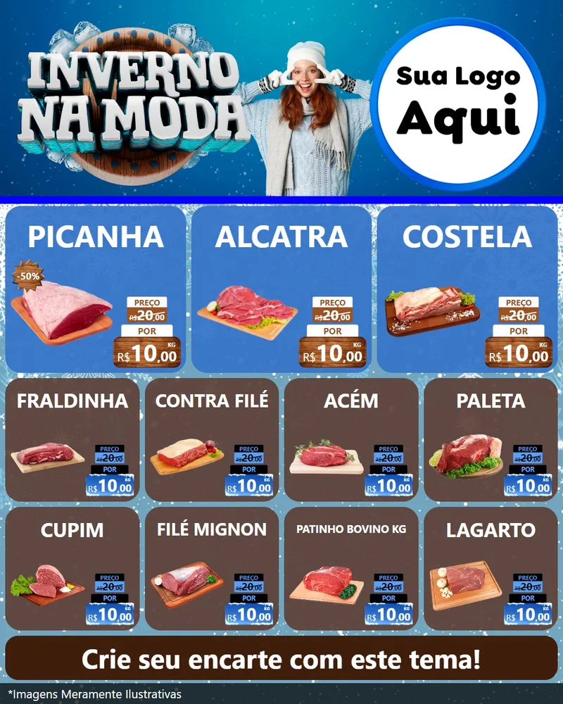 Modelo de Rede Social para Feed Instagram com o tema Inverno na Moda para Açougue