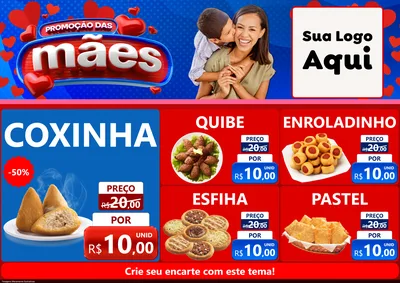 Modelo de Encarte para Encarte A4 Horizontal com o tema Promoção das Mães para Salgadaria