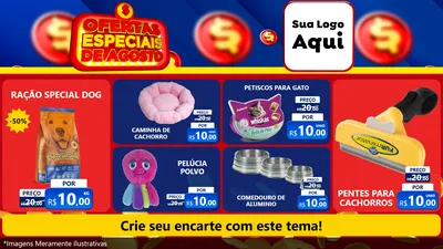 Modelo de TV para TV Horizontal com o tema Ofertas Especiais de Agosto para Pet Shop