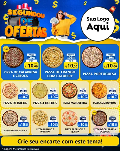Modelo de Rede Social para Feed Instagram com o tema Segundou de Ofertas para Pizzaria