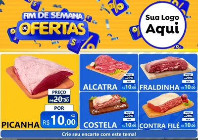 Modelo de Encarte para Encarte A4 Horizontal com o tema Fim de Semana de Ofertas para Açougue