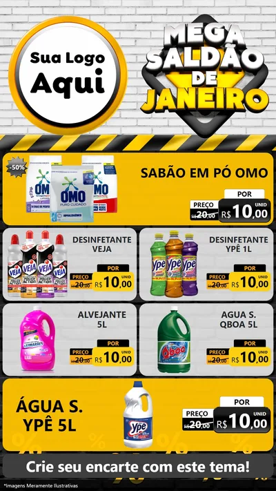 Modelo de TV para TV Vertical com o tema Mega Saldão de Janeiro para Produtos de Limpeza