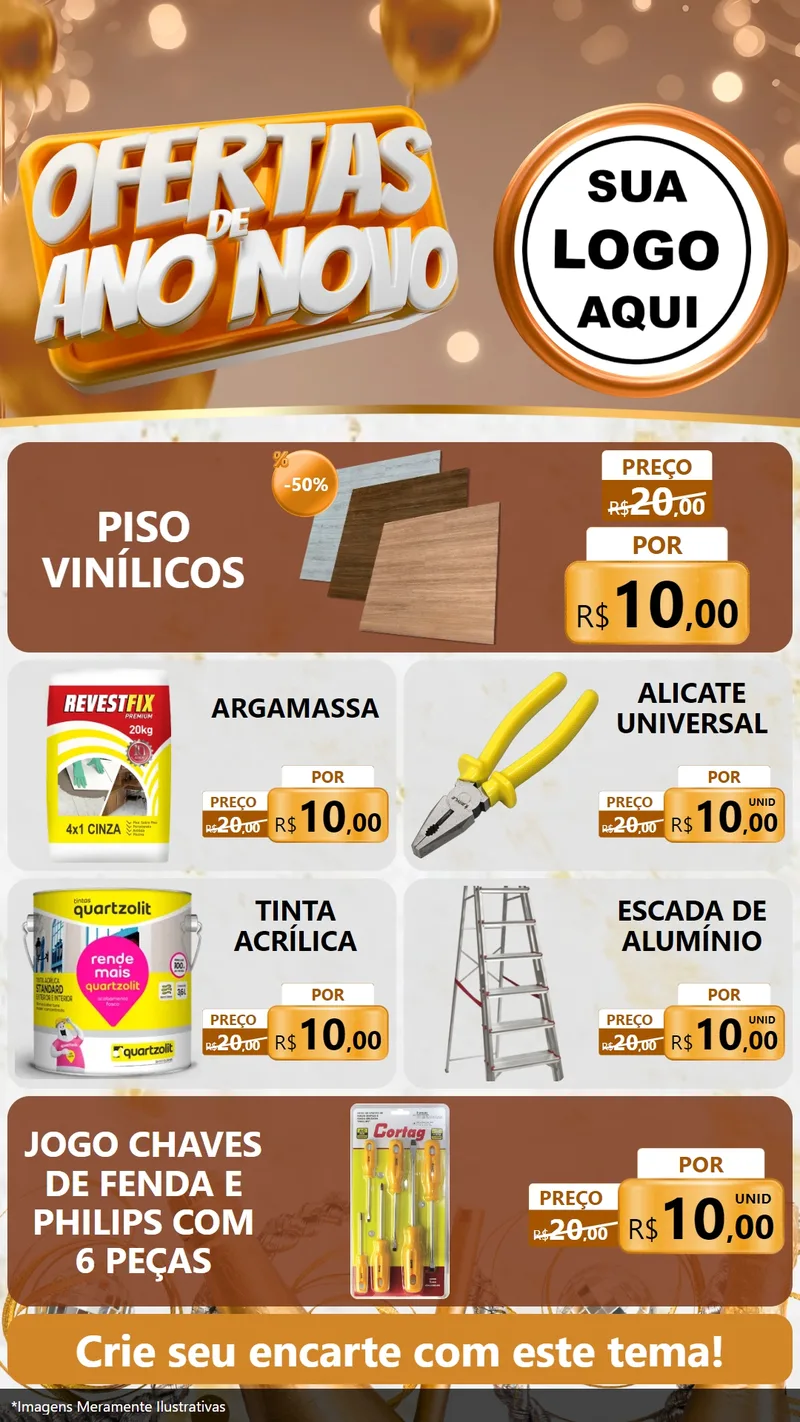 Modelo de TV para TV Vertical com o tema Ofertas de Ano Novo para Material para Construção