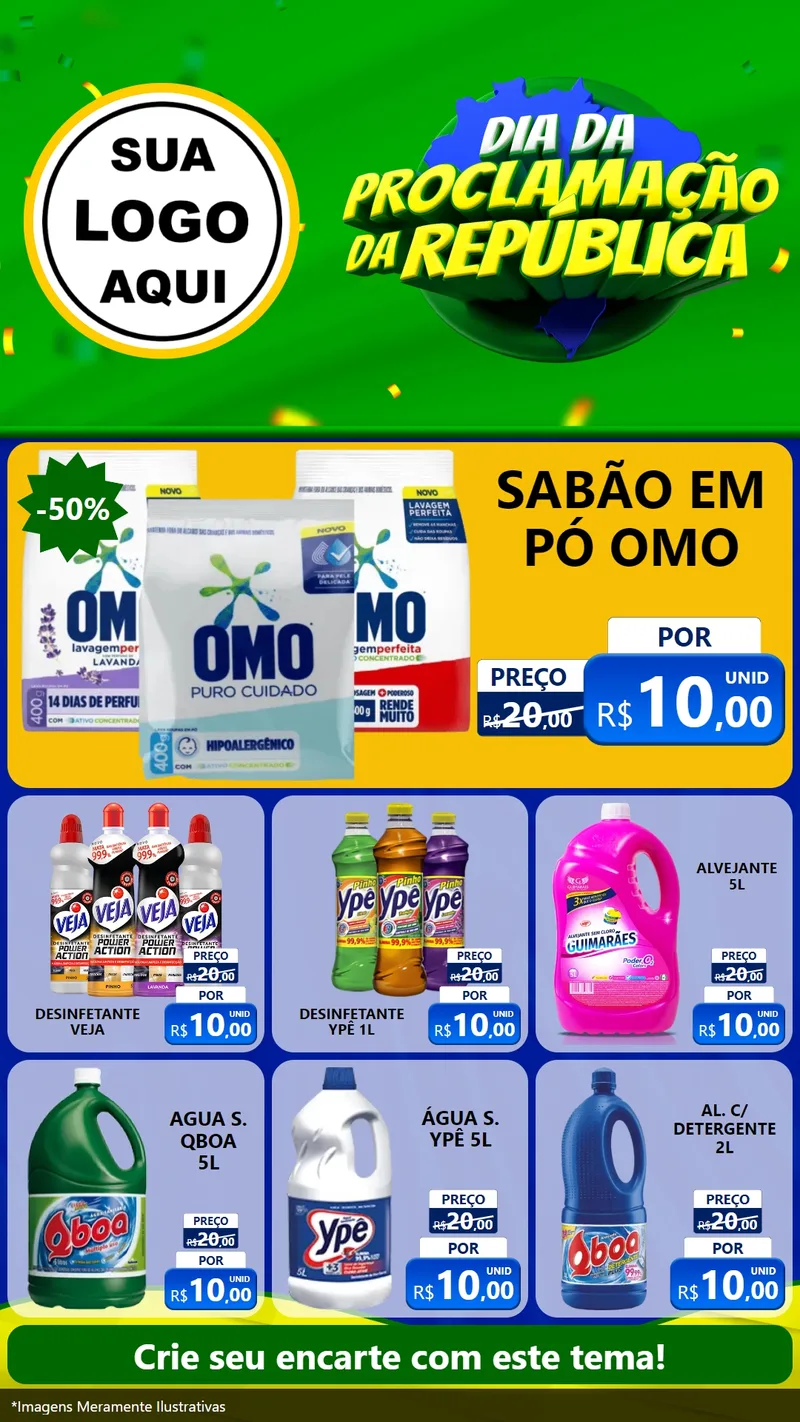 Modelo de Rede Social para Stories com o tema Dia Da Proclamação Da República para Produtos de Limpeza