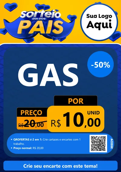 Modelo de Cartaz para Cartaz A4 Vertical com o tema Sorteio Dia dos Pais para Água e gás