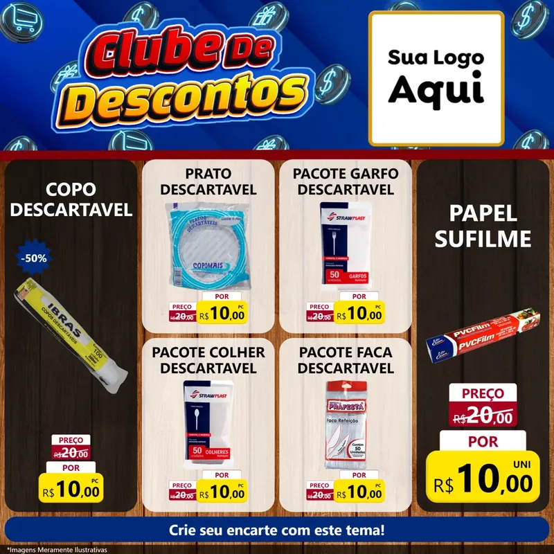 Modelo de Rede Social para Feed Facebook com o tema Clube de Descontos para Embalagens