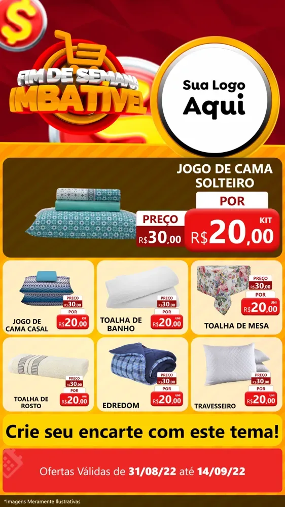 Modelo de Rede Social para Stories com o tema Fim de Semana Imbatível para Cama, Mesa e Banho