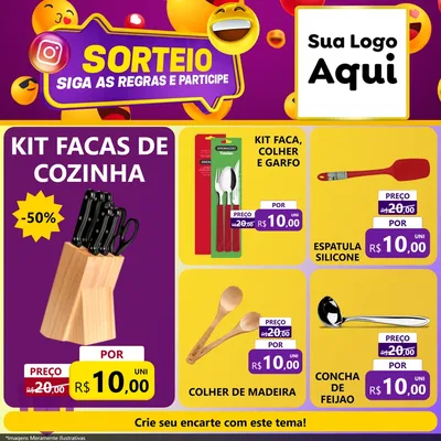 Modelo de Rede Social para Feed Facebook com o tema Sorteio para Utilidades Domésticas