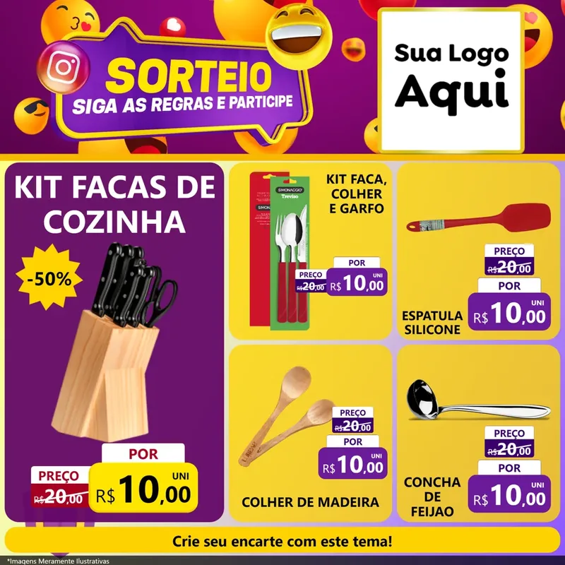 Modelo de Rede Social para Feed Facebook com o tema Sorteio para Utilidades Domésticas