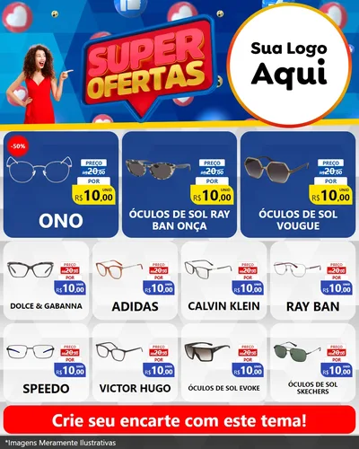 Modelo de Rede Social para Feed Instagram com o tema Super Ofertas para Óticas