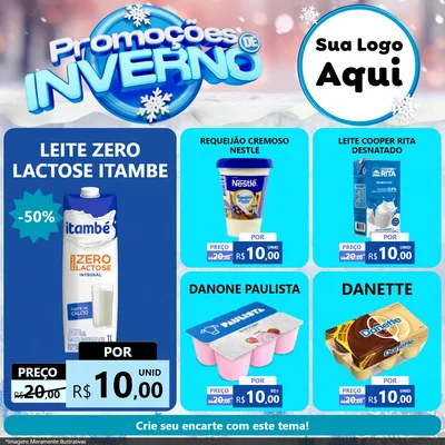 Modelo de Rede Social para Feed Facebook com o tema Promoções de Inverno para Frios e Laticínios