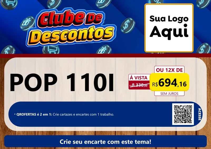 Modelo de Cartaz para Cartaz A4 Horizontal com o tema Clube de Descontos para Concessionaria de Motos