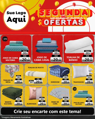 Modelo de Rede Social para Feed Instagram com o tema Segunda de Ofertas para Cama, Mesa e Banho