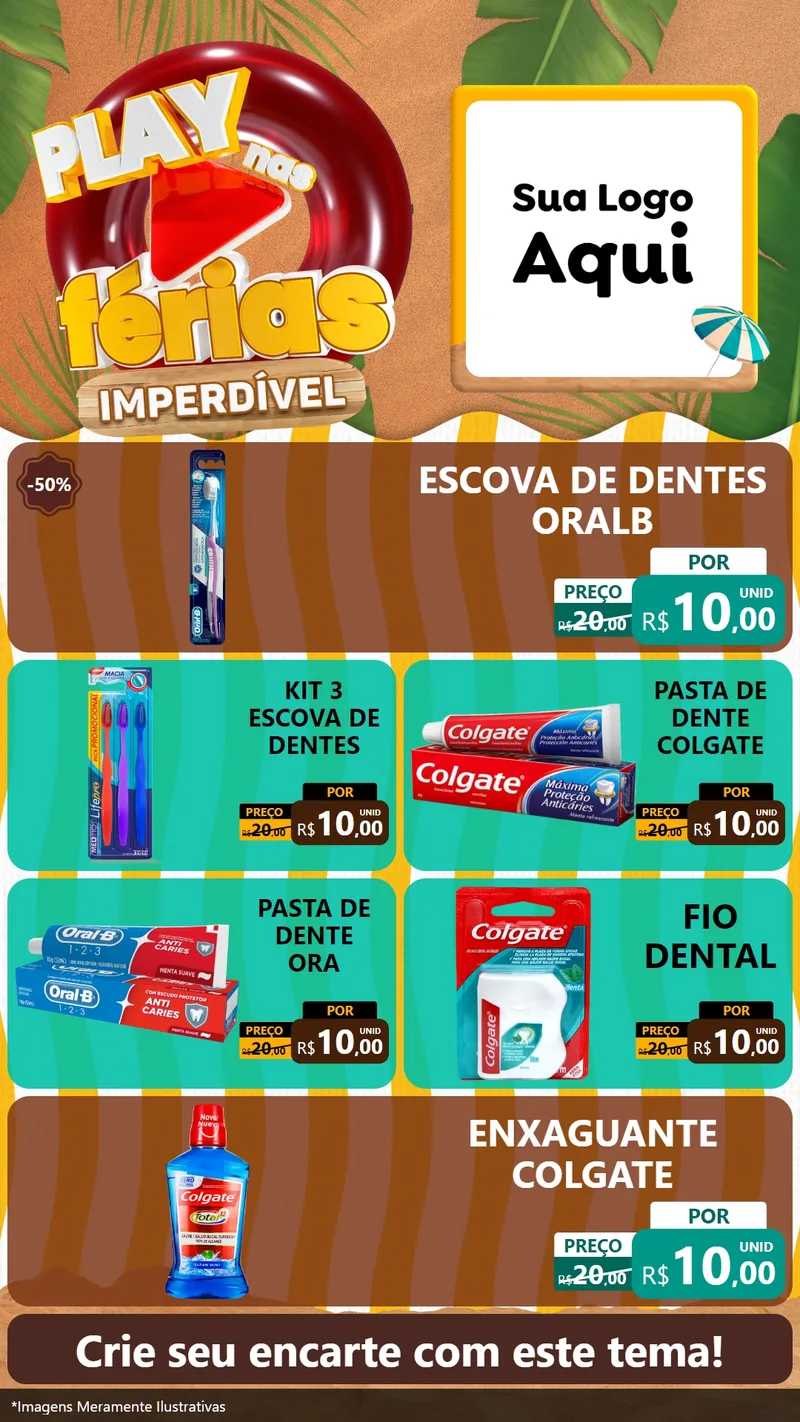 Modelo de TV para TV Vertical com o tema Play Nas Férias Imperdível para Higiene Pessoal