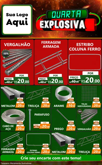 Modelo de Encarte para Encarte Grande com o tema Quarta Explosiva para Ferragens