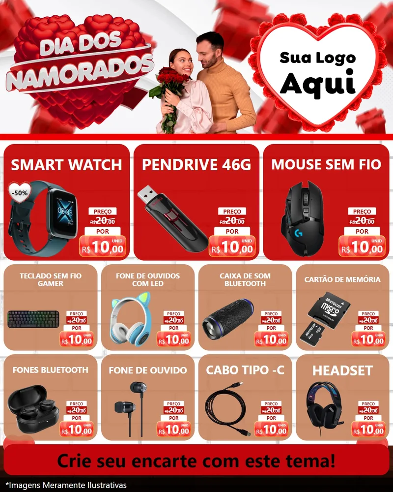 Modelo de Rede Social para Feed Instagram com o tema Dia dos Namorados para Informática