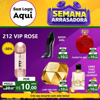 Modelo de Rede Social para Feed Facebook com o tema Semana Arrasadora para Perfumes